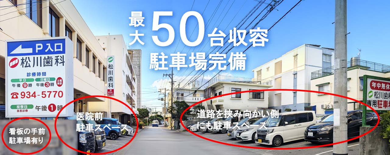 松川歯科への交通アクセス：写真2：駐車場スペース